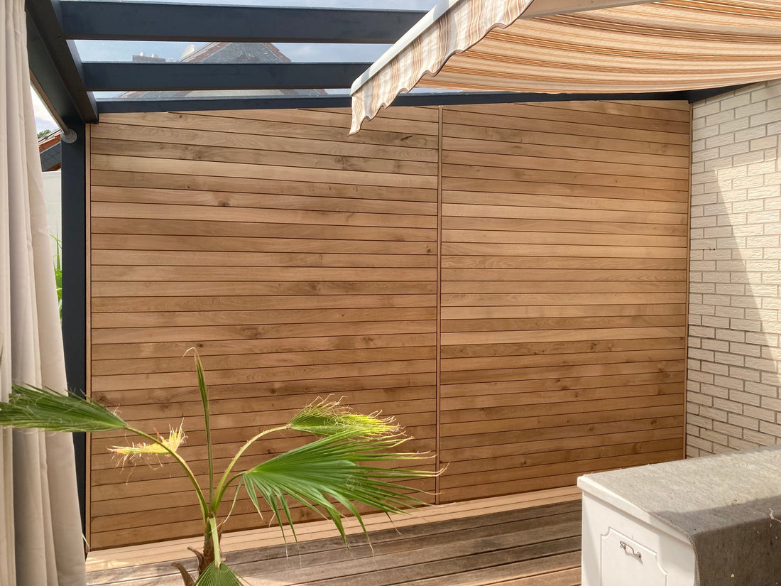 Sichtschutz und Wandverkleidung aus Eiche für Terrasse und Wintergarten im Saarland