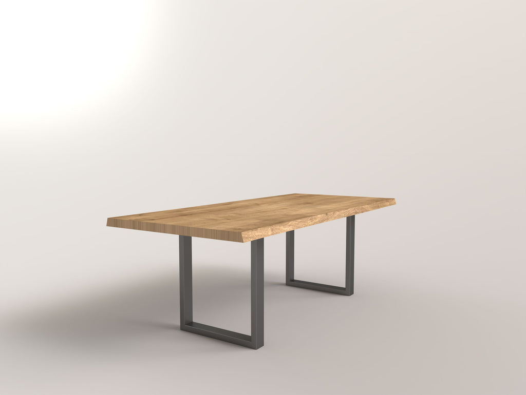 Esstisch "Saarbrücken" Eiche massiv Baumkante mit Stahlgestell