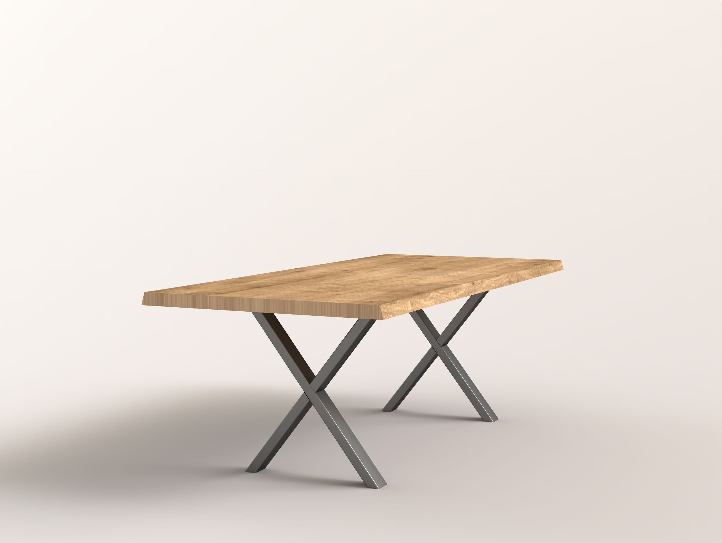 Esstisch "Saarbrücken" Eiche massiv Baumkante mit Stahlgestell