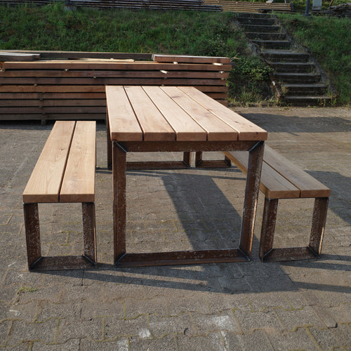 Gartentisch Set "Saar" Roteiche Stahl