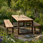 Gartentisch Set "Saar" Roteiche Stahl