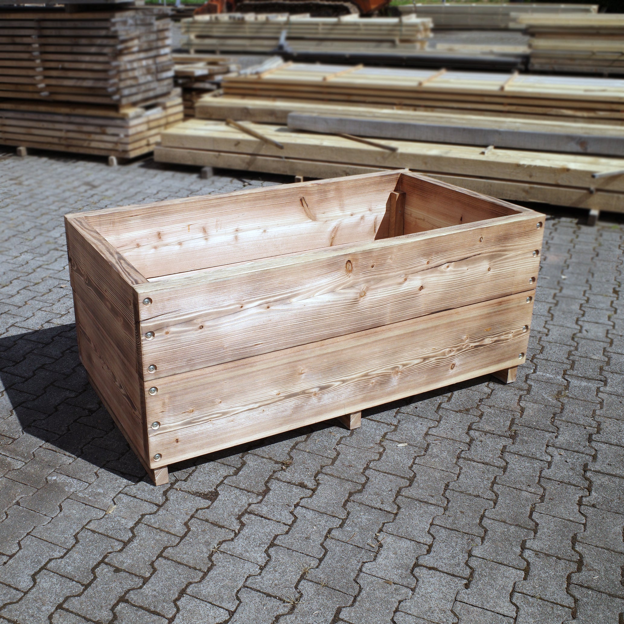 Hochbeet aus Holz Lärche geflammt groß stabil 200x85x85 cm (LxBxH)