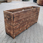 Hochbeet aus Holz Lärche geflammt für Balkon, Terrasse und kleine Räume 200x40x85 cm (LxBxH)